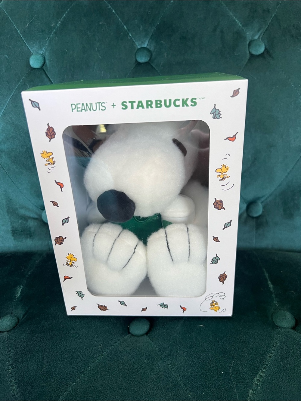 Starbucks x Peanuts Snoopy Plush in Box White/Green Coffee & Tea Theme